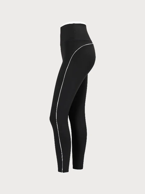 Black Contrast Leggings 25”