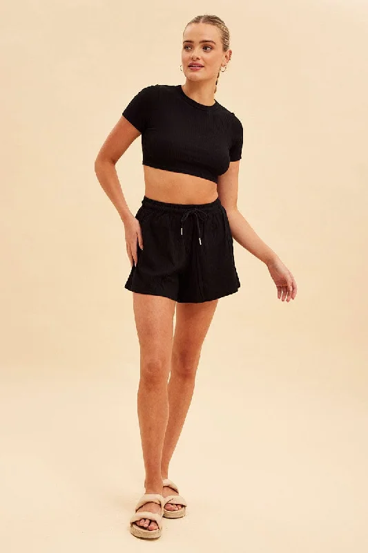 black-prea-rib-drawstring-short-bws1111bx-84nb