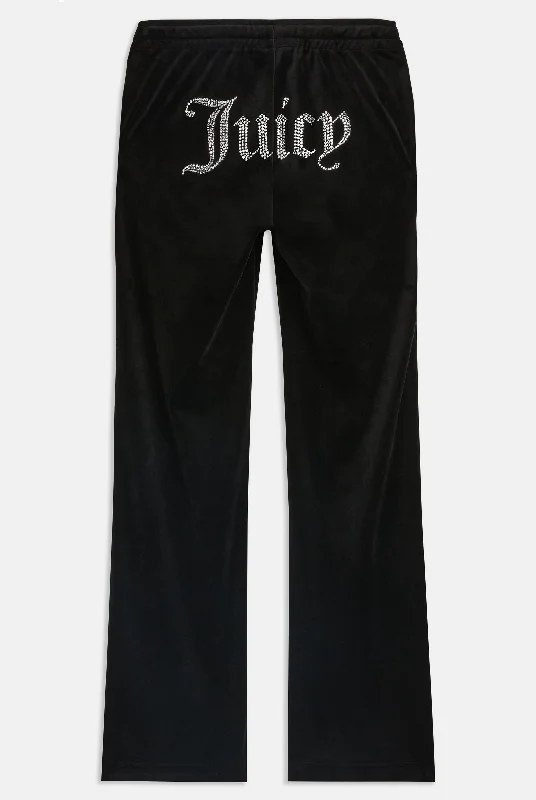 BLACK VELOUR DIAMANTE TRACKSUIT BOTTOM