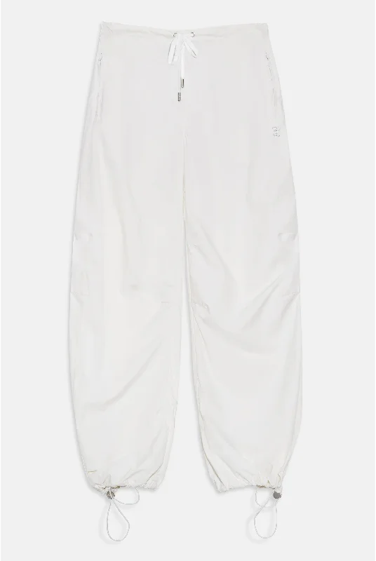 BRIGHT WHITE DIAMANTE PARACHUTE PANTS