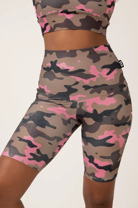 Camo Crush Pink Performance - Extra High Waisted Long Shorts