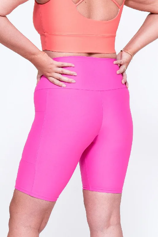 candy-pink-performance-panel-pocket-high-waisted-long-shorts