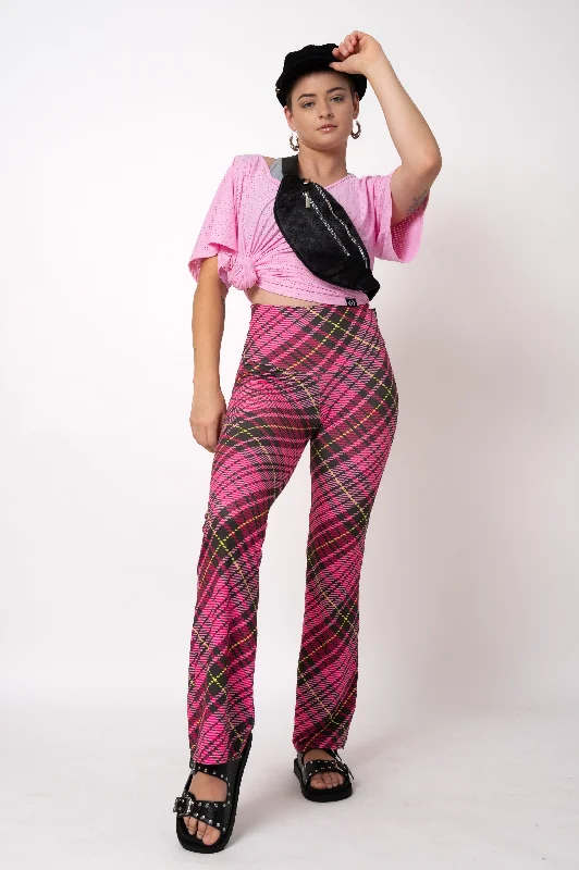 Check Chick Pink Soft To Touch - High Waisted Bootleg Pant