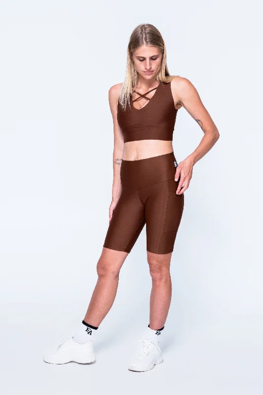 chocolate-performance-panel-pocket-high-waisted-long-shorts