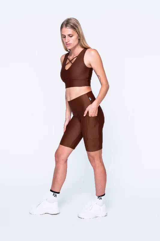 chocolate-performance-panel-pocket-high-waisted-long-shorts