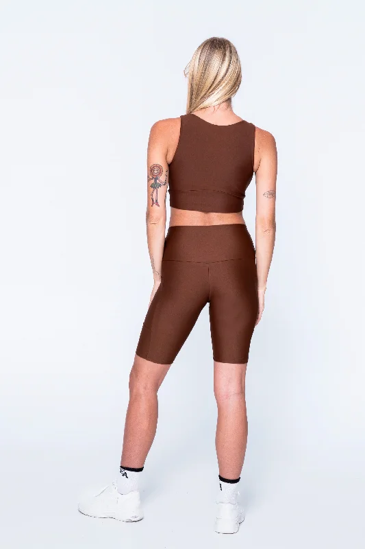 chocolate-performance-panel-pocket-high-waisted-long-shorts