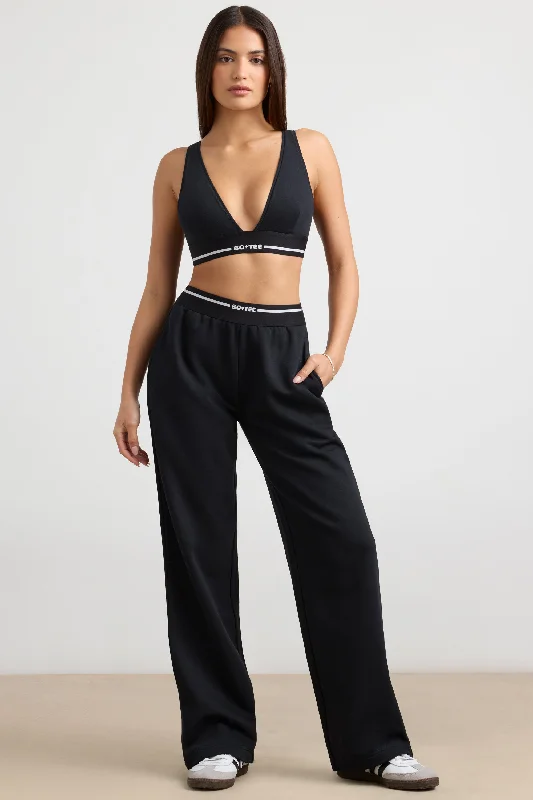 Fluid - Petite High-Waist Straight-Leg Joggers in Black