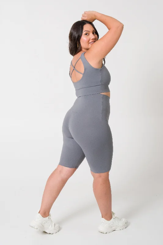 Grey Body Contouring - Extra High Waisted Long Shorts