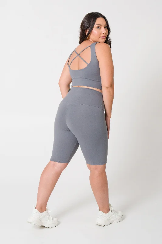 Grey Body Contouring - High Waisted Long Shorts