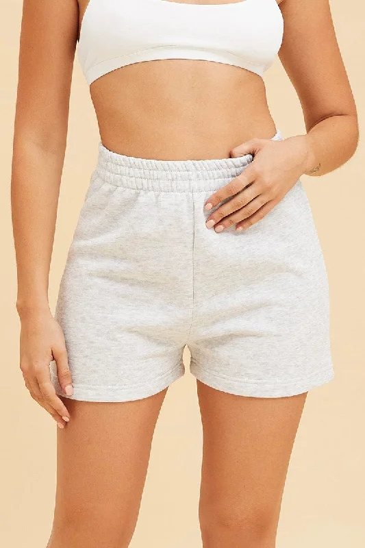 Grey Lounge Shorts Cotton Fleece Relaxed Fit