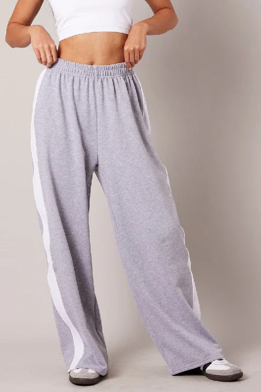 Grey Track Pants Wide Leg Pants