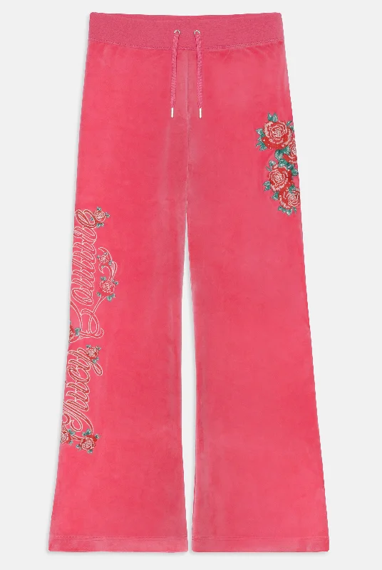 HOT PINK ROSE LOW RISE RECYCLED VELOUR TRACK PANT