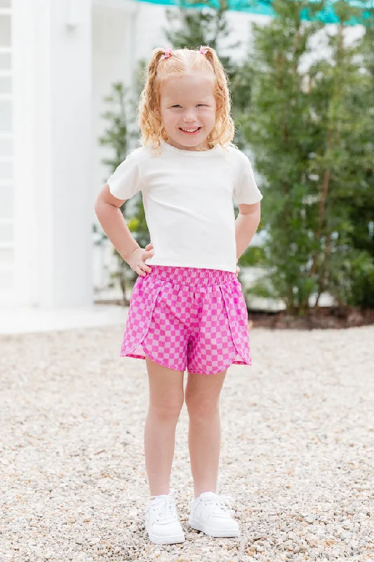 kids-errands-to-run-pink-checkered-high-waisted-athletic-shorts