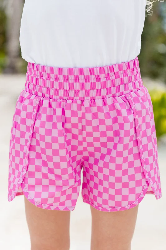 kids-errands-to-run-pink-checkered-high-waisted-athletic-shorts