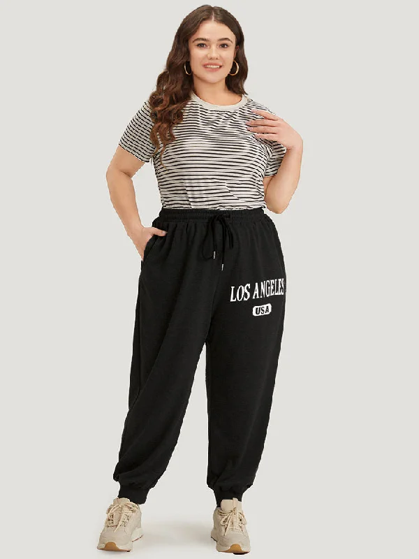 letter-print-pocket-drawstring-sweatpant