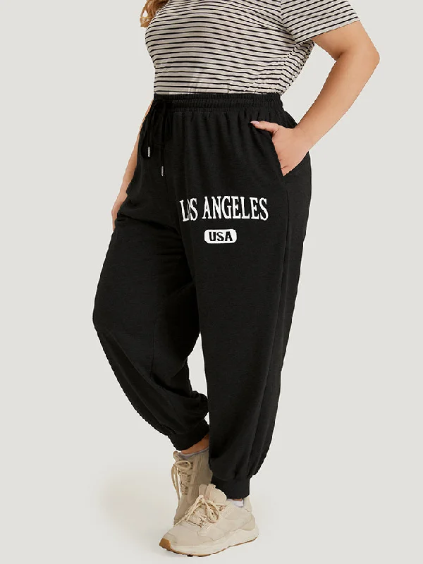 letter-print-pocket-drawstring-sweatpant