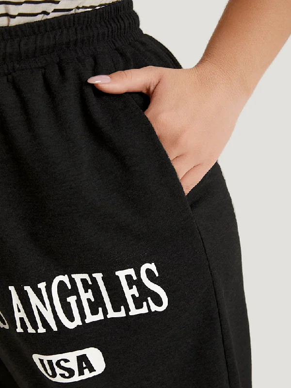 letter-print-pocket-drawstring-sweatpant