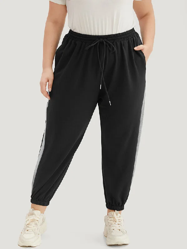 patchwork-contrast-drawstring-sweatpant