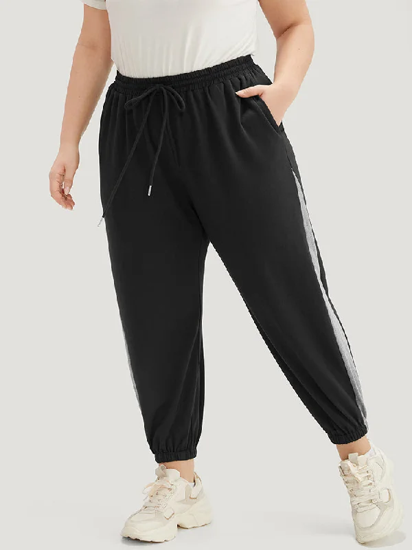 patchwork-contrast-drawstring-sweatpant