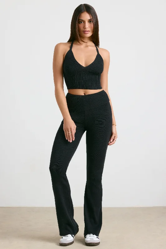 petite-knit-kick-flare-trousers-black