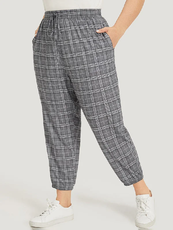 plaid-drawstring-pocket-high-rise-sweatpants