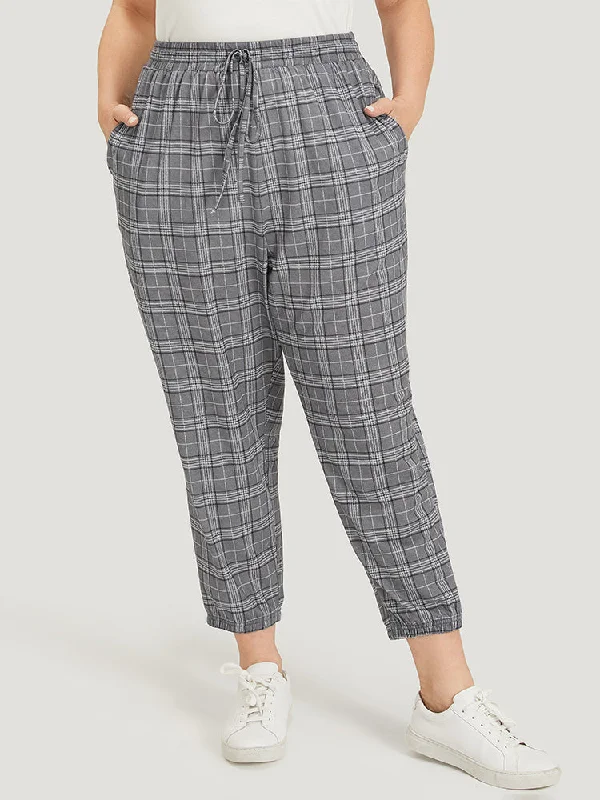 plaid-drawstring-pocket-high-rise-sweatpants