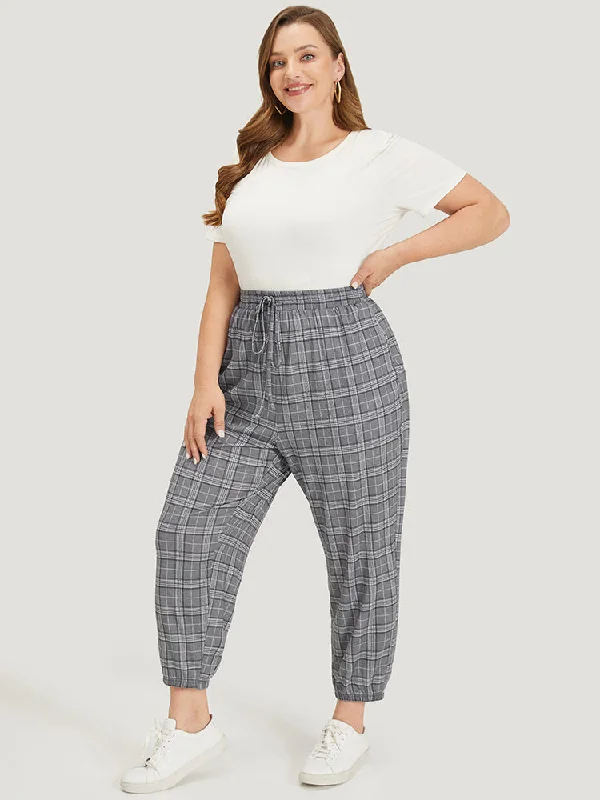 plaid-drawstring-pocket-high-rise-sweatpants