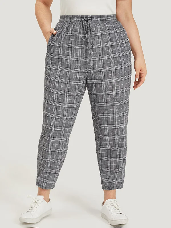 plaid-drawstring-pocket-high-rise-sweatpants