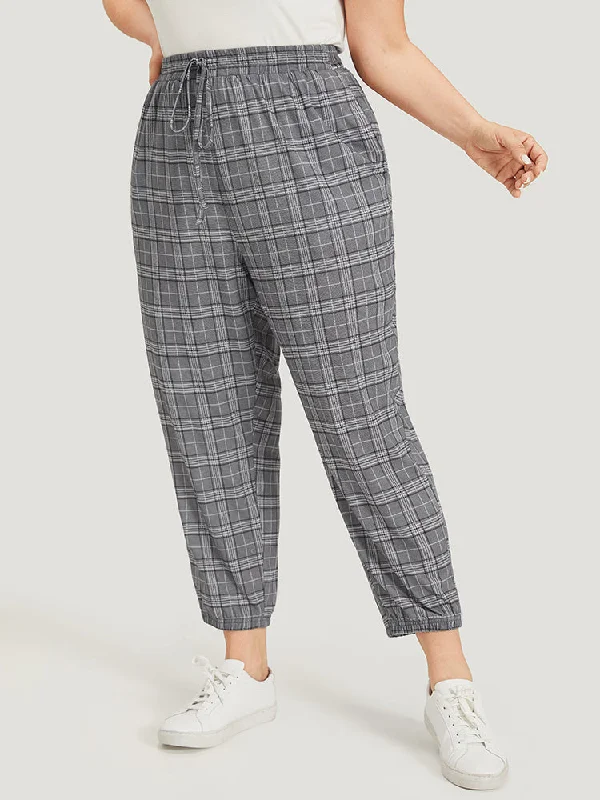 plaid-drawstring-pocket-high-rise-sweatpants