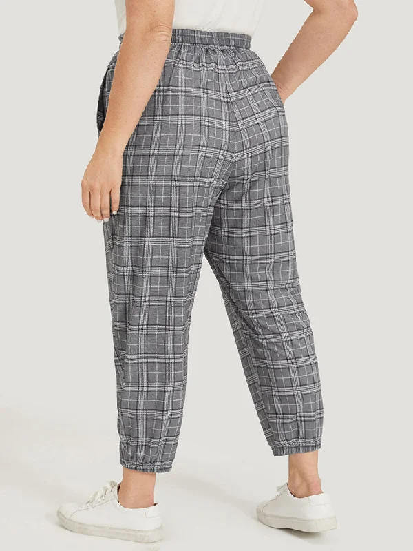 plaid-drawstring-pocket-high-rise-sweatpants