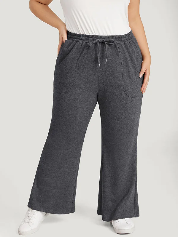 Plain Drawstring Slant Pocket Sweatpants