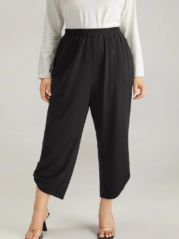 plain-elastic-waist-button-detail-sweatpant