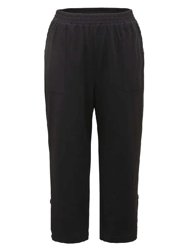 plain-elastic-waist-button-detail-sweatpant