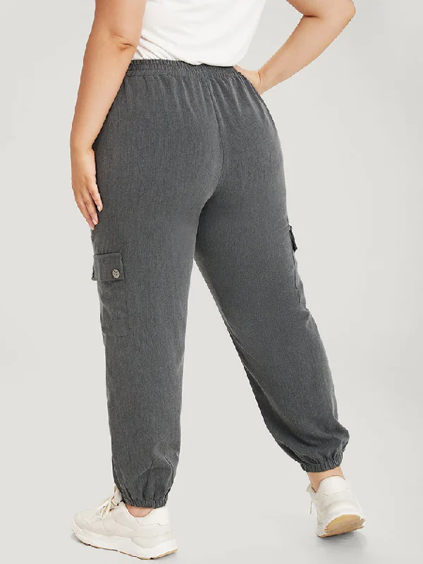 plain-eyelet-drawstring-flap-pocket-sweatpants