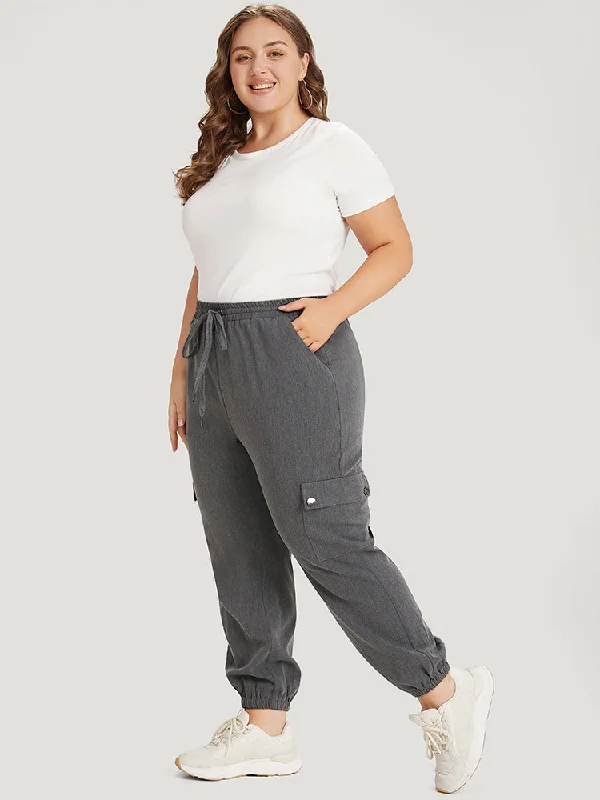 plain-eyelet-drawstring-flap-pocket-sweatpants