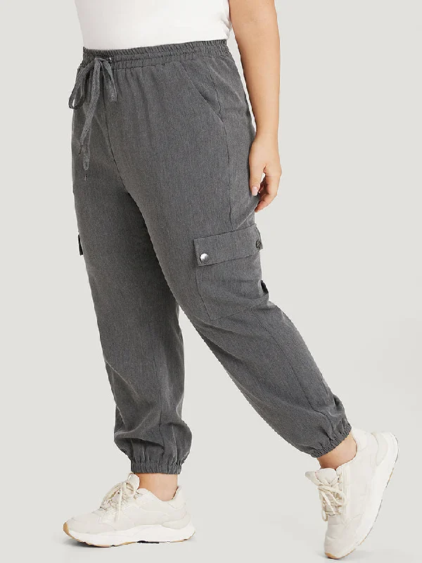 plain-eyelet-drawstring-flap-pocket-sweatpants