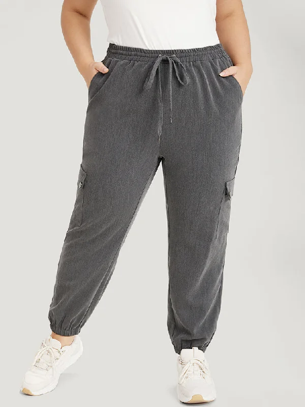 plain-eyelet-drawstring-flap-pocket-sweatpants