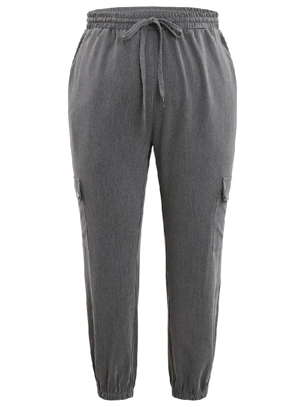 plain-eyelet-drawstring-flap-pocket-sweatpants