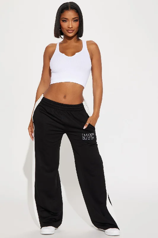 Play It Back Lounge Wide Leg Pant - Black/combo