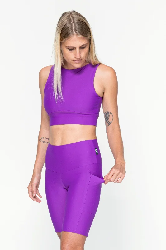 purple-performance-panel-pocket-high-waisted-long-shorts