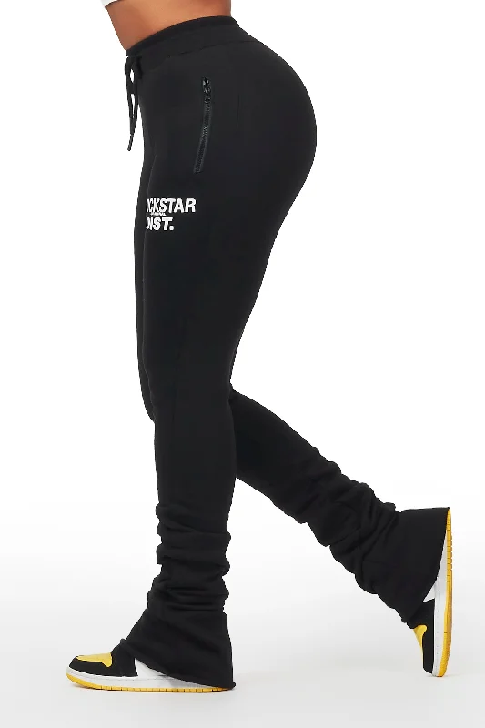 Juliana Black Super Stacked Track Pant