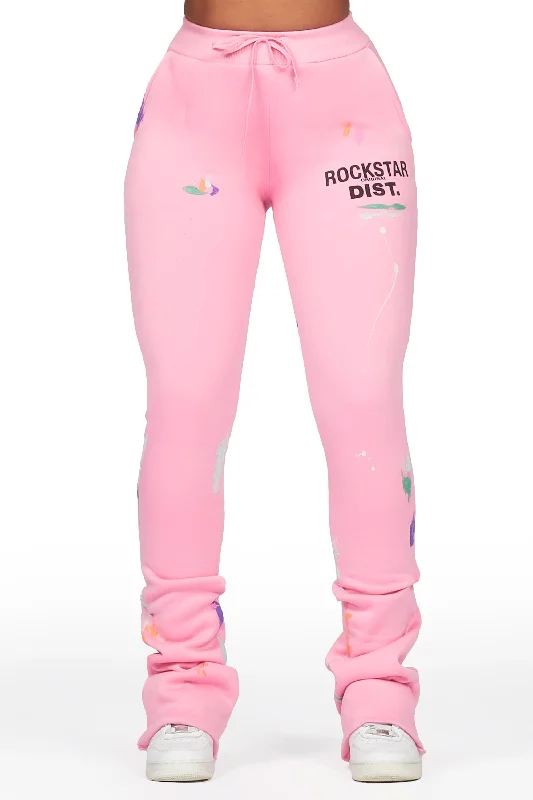 Shanae Pink Super Stacked Track Pant