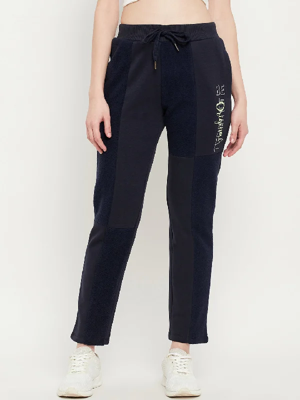 Msecret Fleece Adorned Navy Blue Track Pants