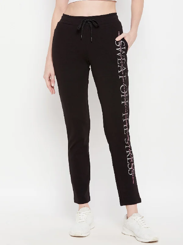 Msecret Typography Black Sweat Pants