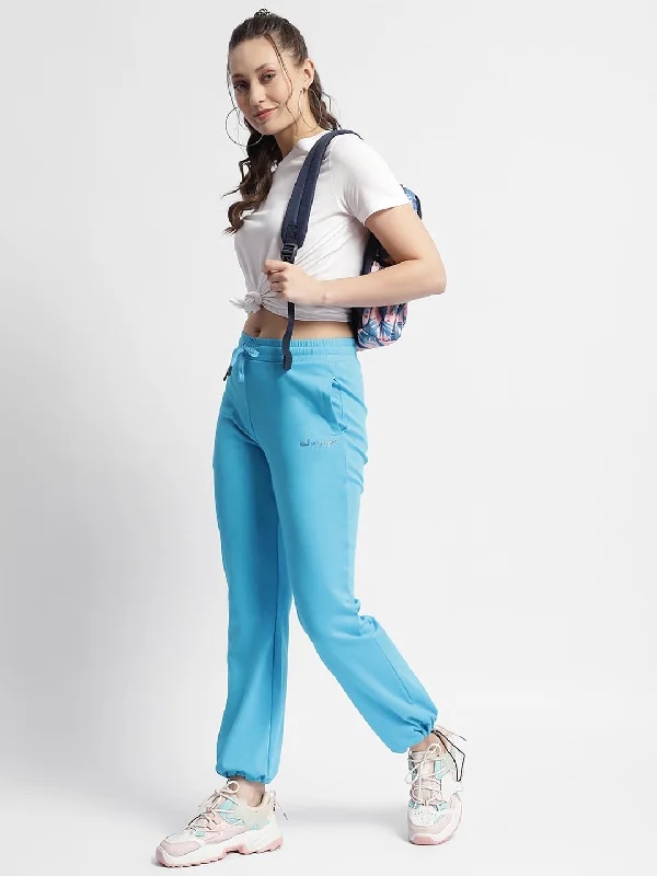 Msecret Solid Blue Mid Rise Track pants