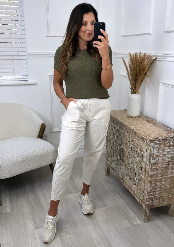 Shakira Cream Tapered Baggy Joggers