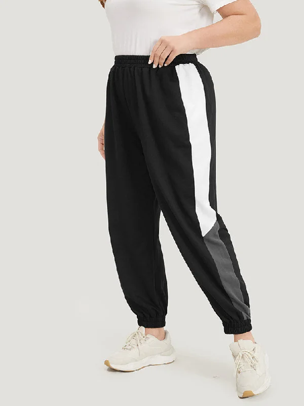 solid-elastic-waist-pocket-contrast-sweatpants