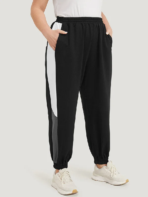 solid-elastic-waist-pocket-contrast-sweatpants