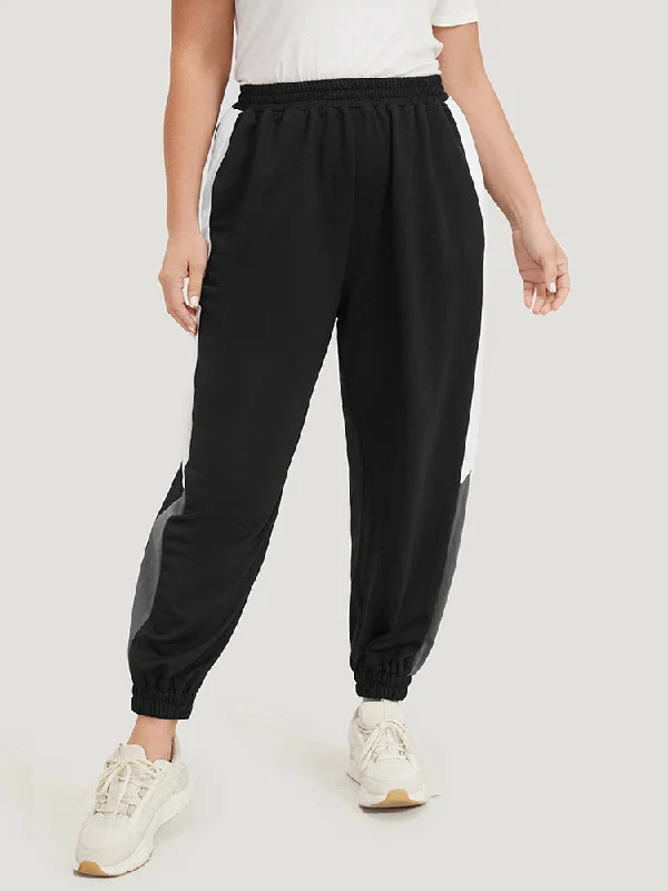 solid-elastic-waist-pocket-contrast-sweatpants