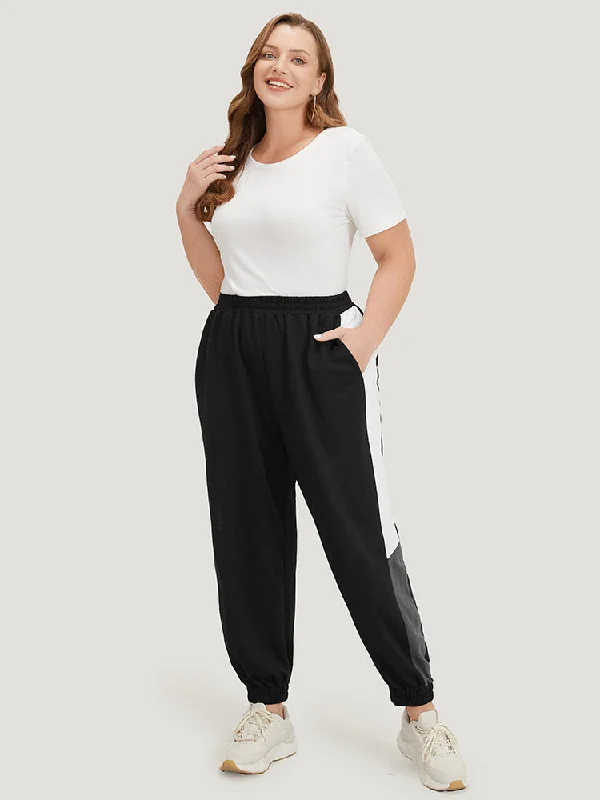 solid-elastic-waist-pocket-contrast-sweatpants